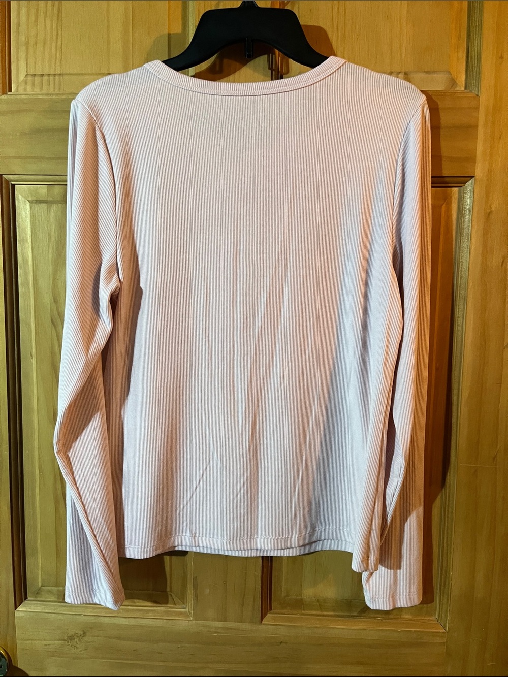 Time and Tru Long-Sleeve Henley Top - Pale Pink - Picture 3 of 3
